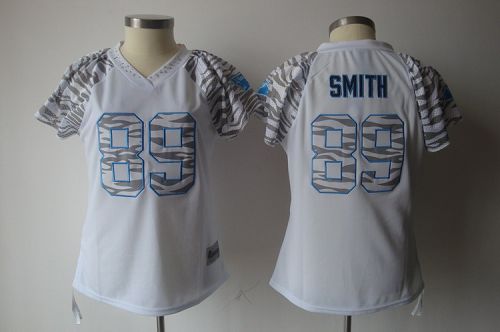 Panthers #89 Steve Smith White Women's Zebra Field Flirt Stitched NFL Jersey - Click Image to Close